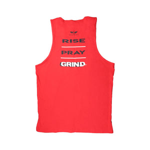 Red “Rise, Pray, Grind” Tank Tops